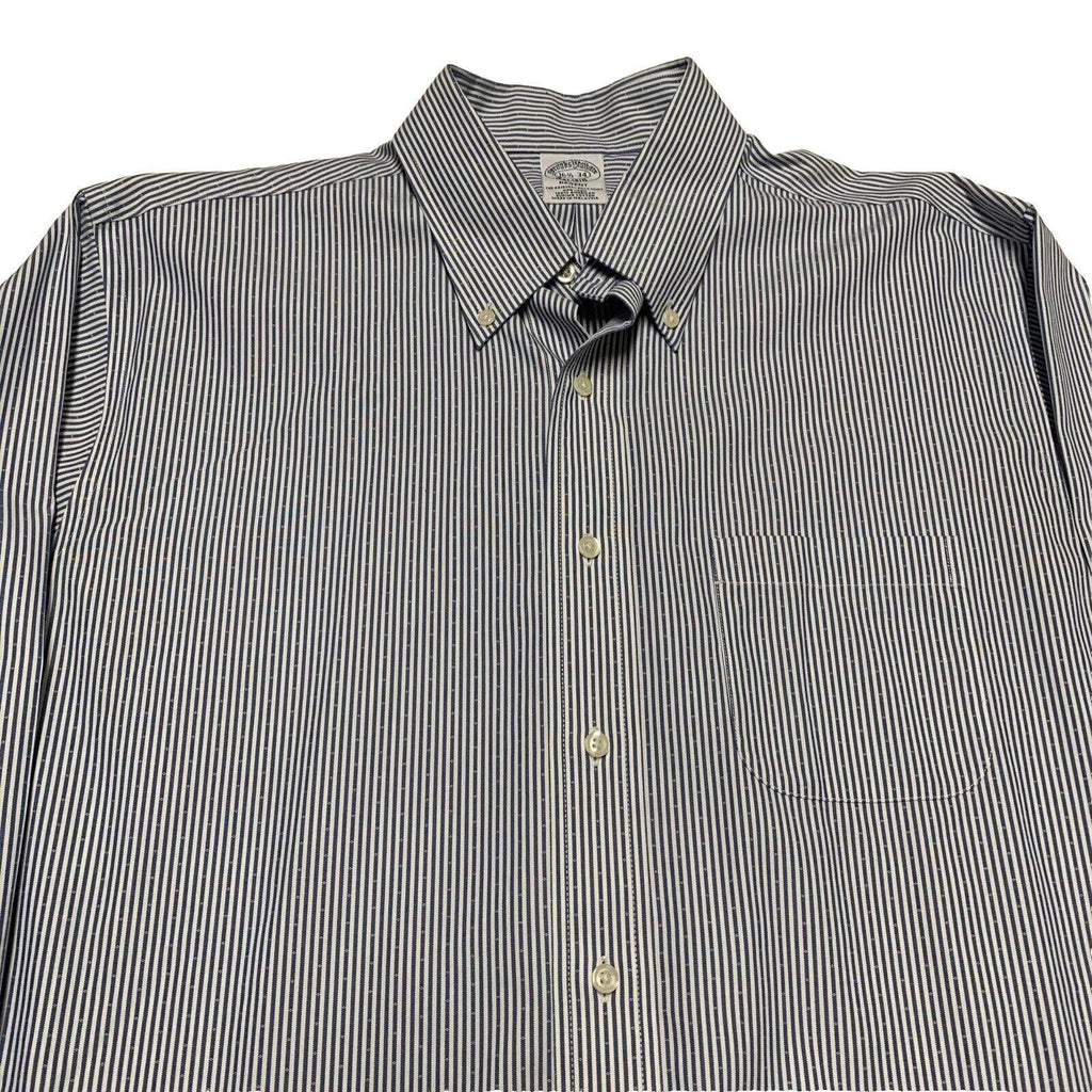 Brooks Brothers Regent Shirt Mens 16 1/2 - 34 Blue Striped Long Sleeve Non-Iron