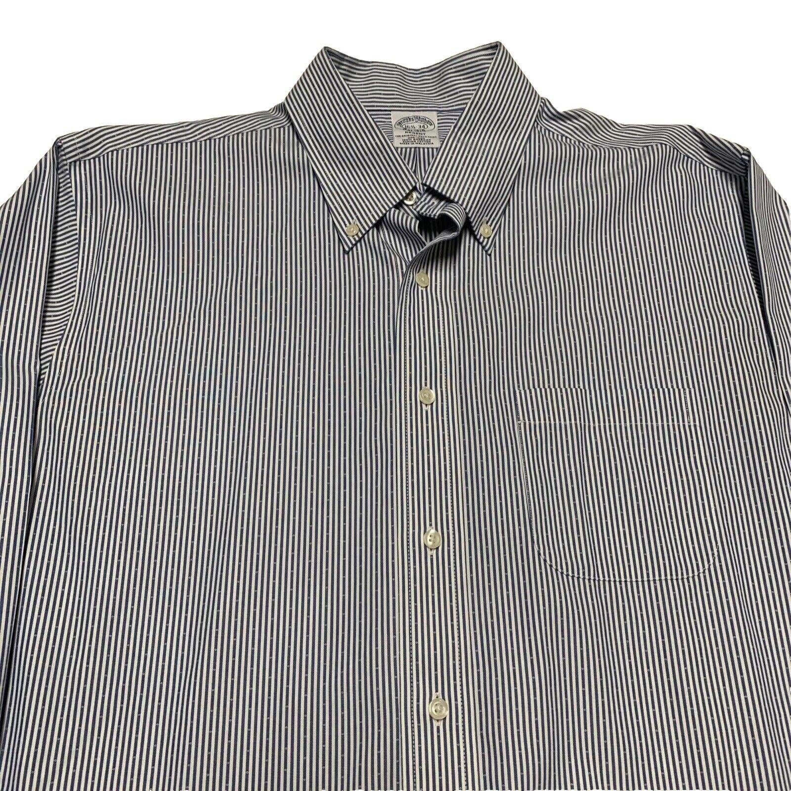Brooks Brothers Regent Shirt Mens 16 1/2 - 34 Blue Striped Long Sleeve Non-Iron