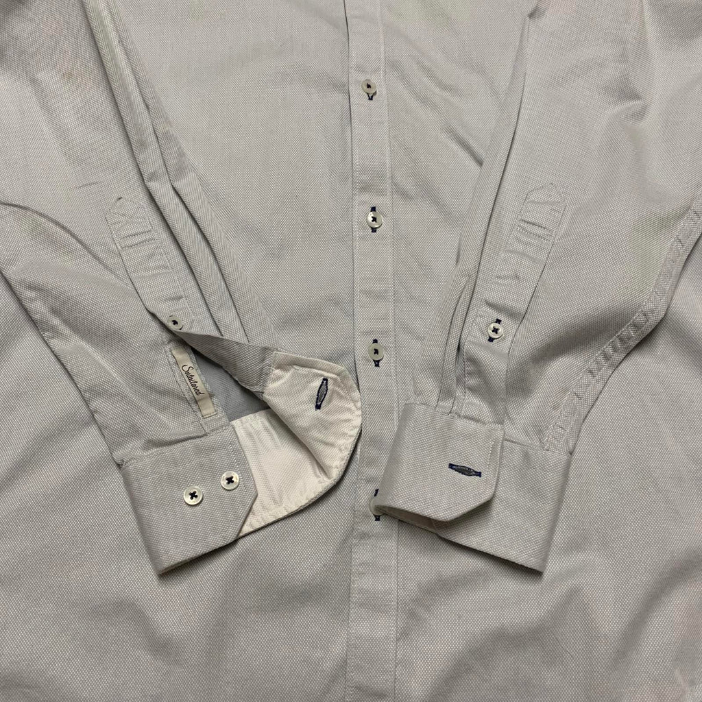 Blackberrys Mens Size L/40 Blue Gray Slim Fit Dress Shirt 2 Ply Ultra