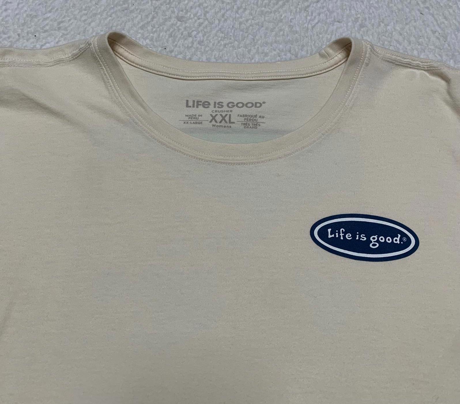 Life is Good Women's XXL Beige Long Sleeve Tee - Get Outta Town Design
