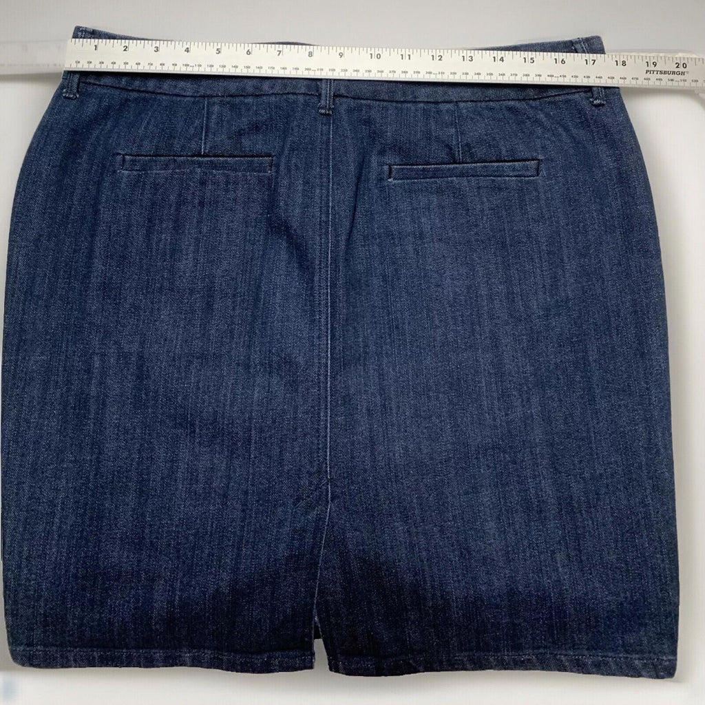 Old Navy Women's 12 Dark Denim Blue Trouser Skirt Pocket Pencil Stretch Slit