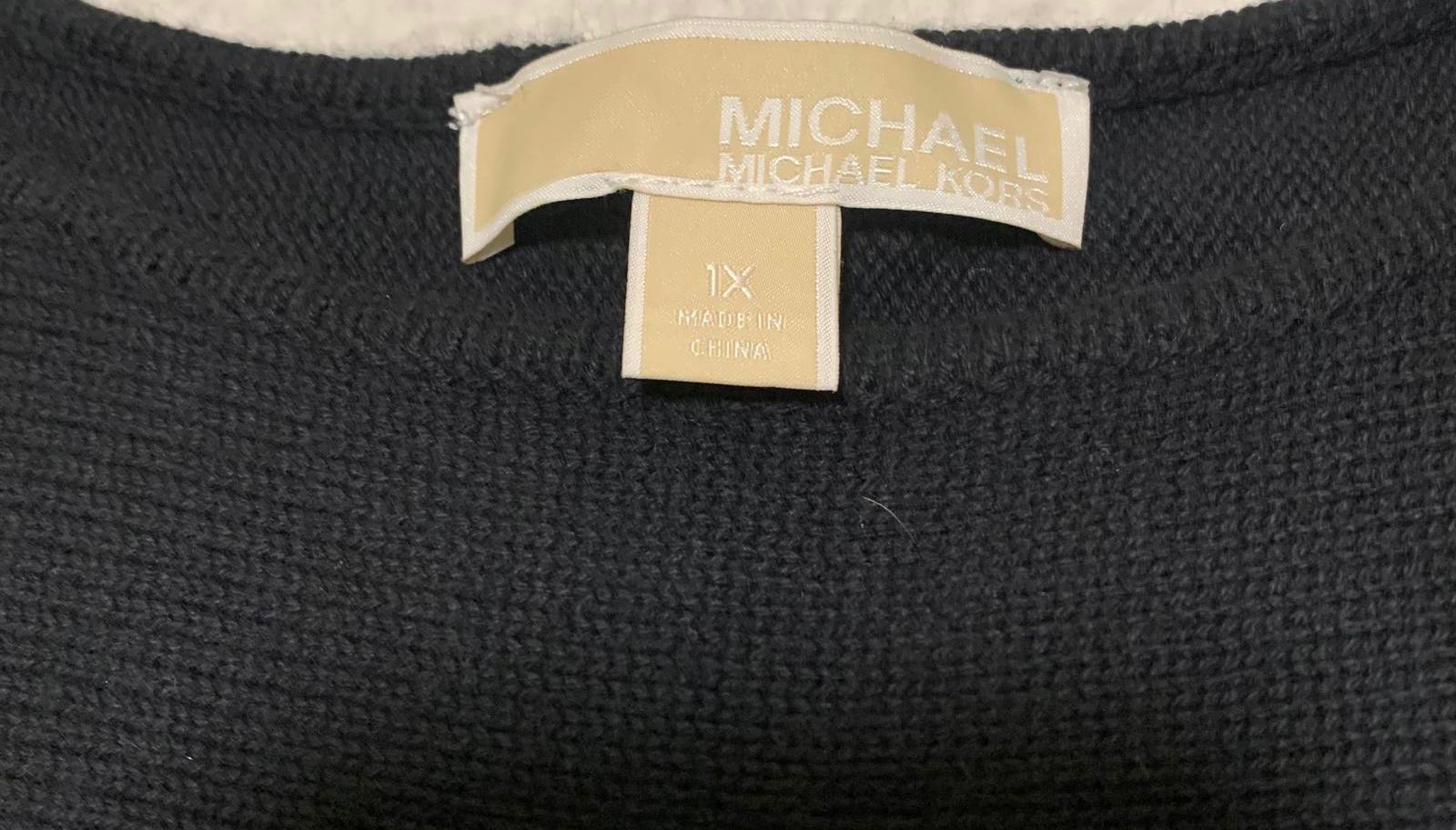 Michael Kors Women's Black Plus Size 1X  Knit Top Tunic Sweater High Low Hem