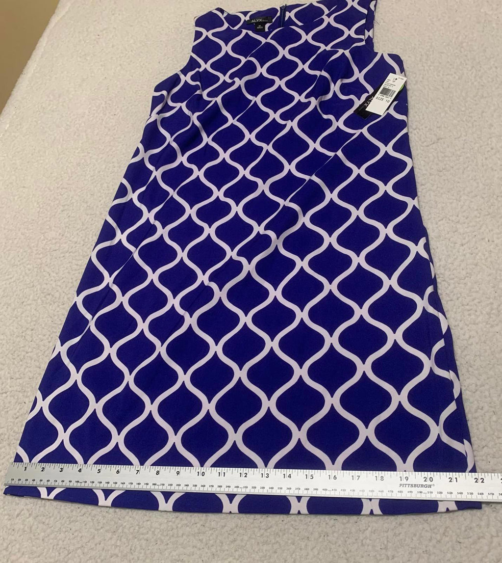 ALYX dress Women's Size 10 Royal Blue White Patterned Sleeveless Dress