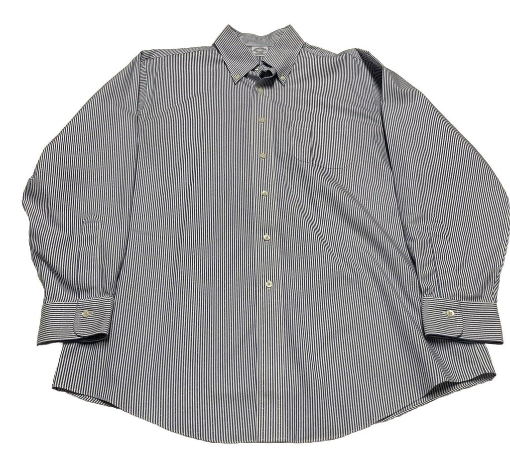 Brooks Brothers Regent Shirt Mens 16 1/2 - 34 Blue Striped Long Sleeve Non-Iron