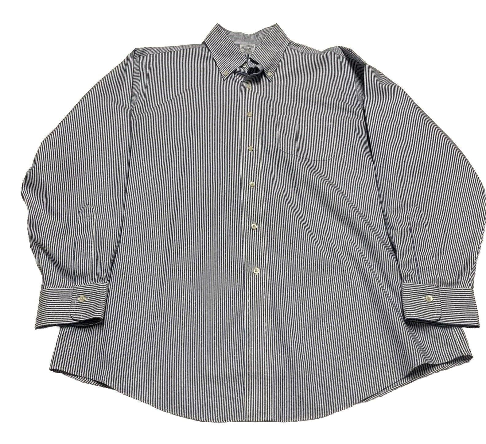 Brooks Brothers Regent Shirt Mens 16 1/2 - 34 Blue Striped Long Sleeve Non-Iron