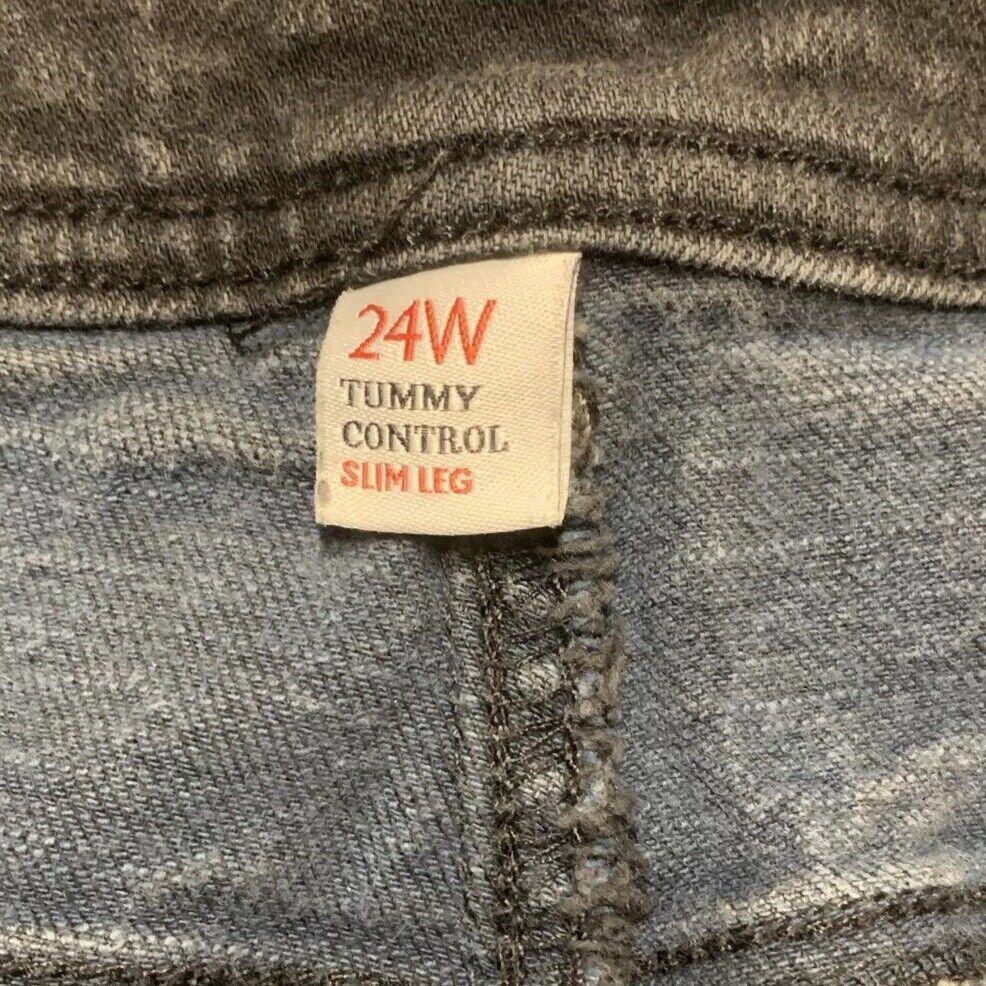 Style & Co Women’s Size 24W Gray Slim Leg High Rise Tummy Control Jeans