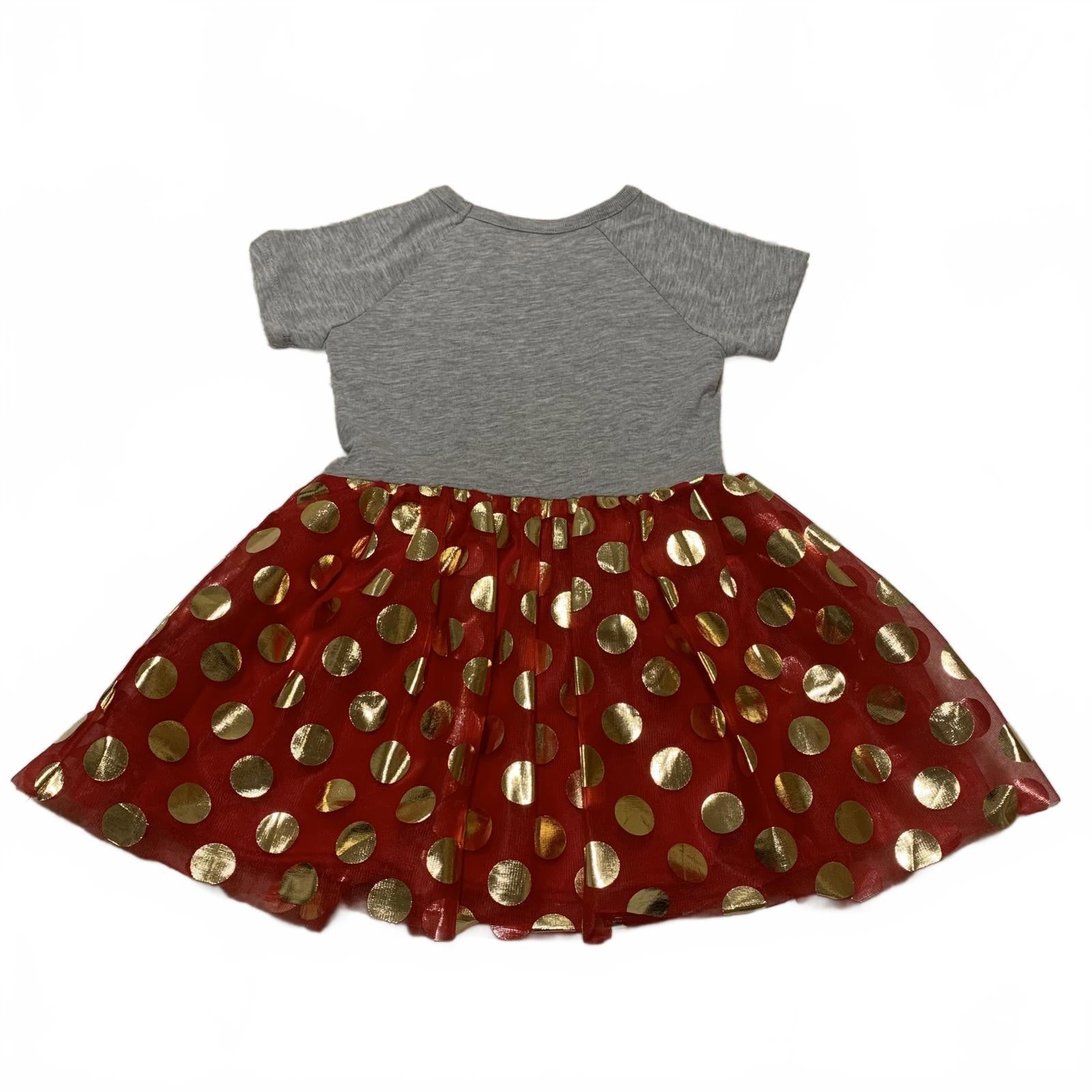 Disney Minnie Mouse Girls' Dress size 3T Red Gold Polka Dot TuTu Skirt