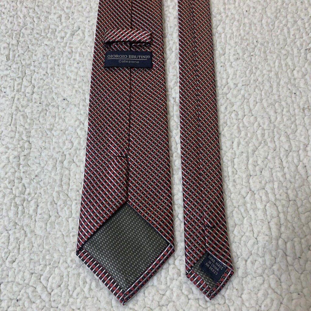 Giorgio Brutini Tie Red Black Tiny Geometric Print Pattern