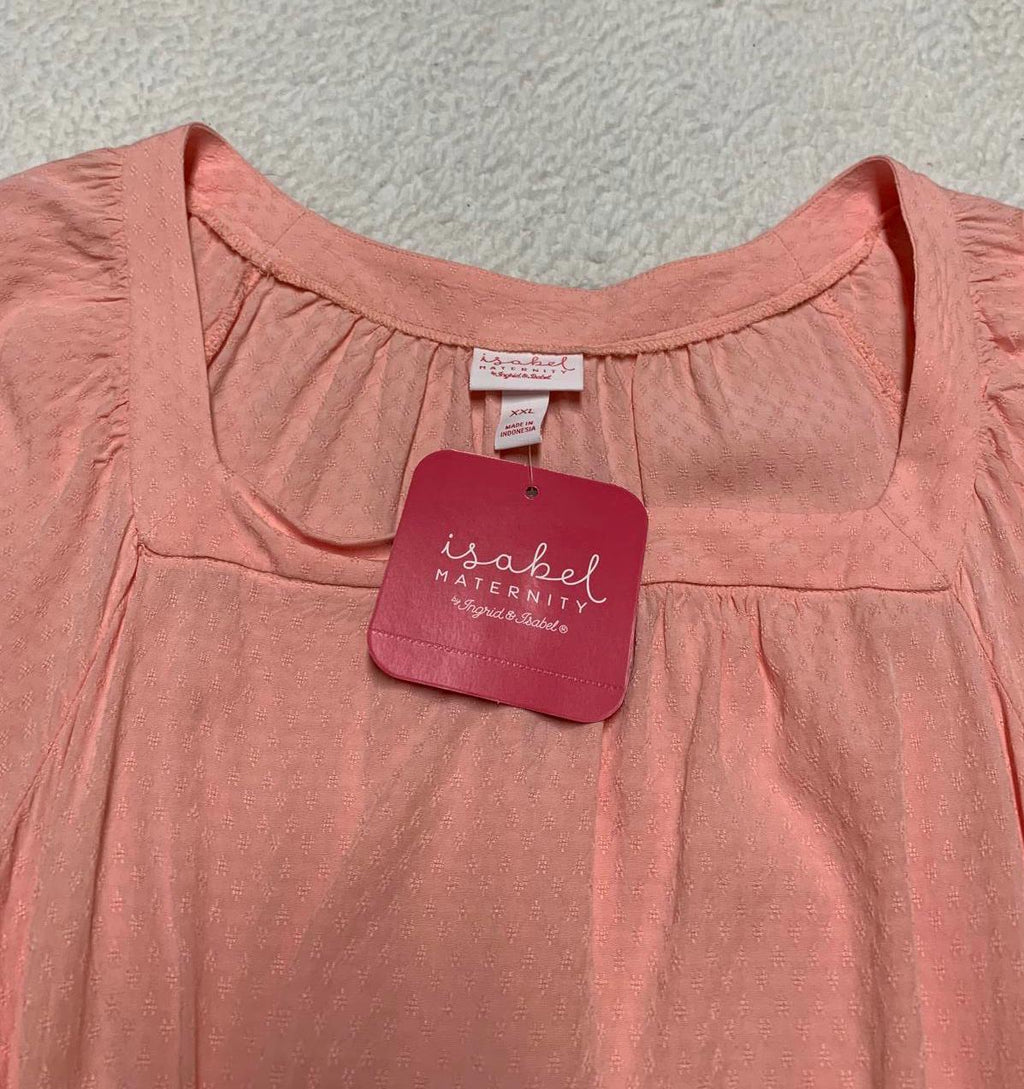 Isabel Maternity Women's Size XXL Peachy Pink Peasant Shirt