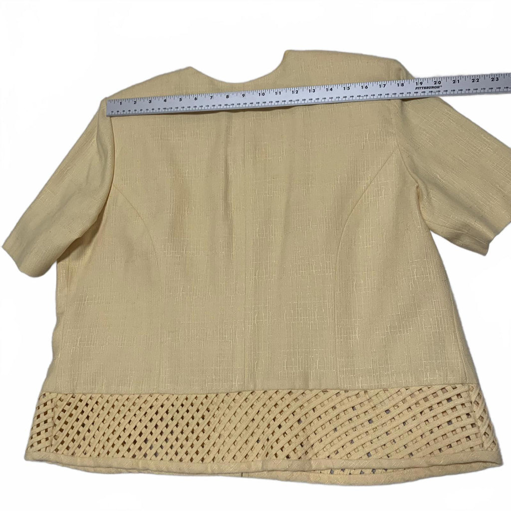 Lennie Woman for Nina Leonard Women's Size 16W Yellow Button-Up Jacket Lattice
