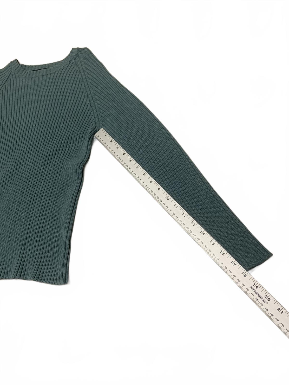 VTG 90s Lands’ End Sweater Men’s M 38 40 Green Ribbed Knit Crewneck Made in USA