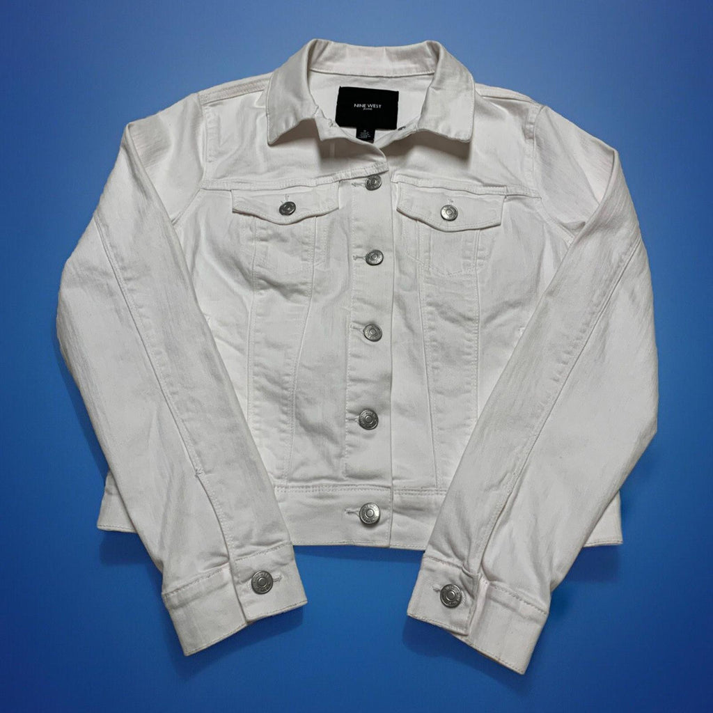 Nine West Jeans Women’s Small White Denim Sarah Jacket Buttons