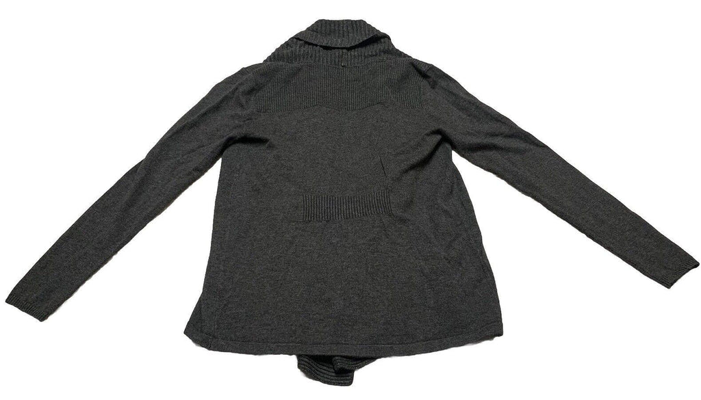 Premise Studio Women’s Small Gray Soft Knit Cascading Open Front Buckle Sweater