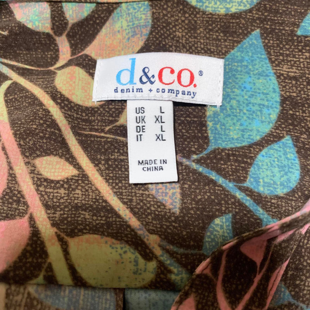 Denim & Company d&co Women's Size L Multicolor Leaf Print Shirt  Boho Fall Style