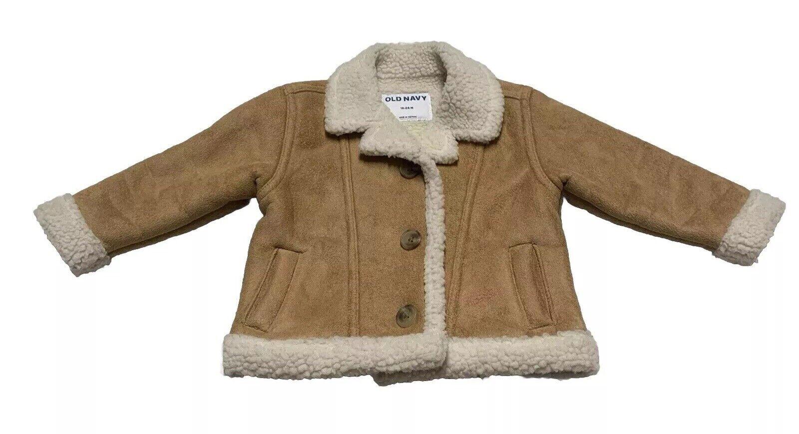 Old Navy Baby Toddler Size 18-24 M Camel Faux Suede Sherpa Coat