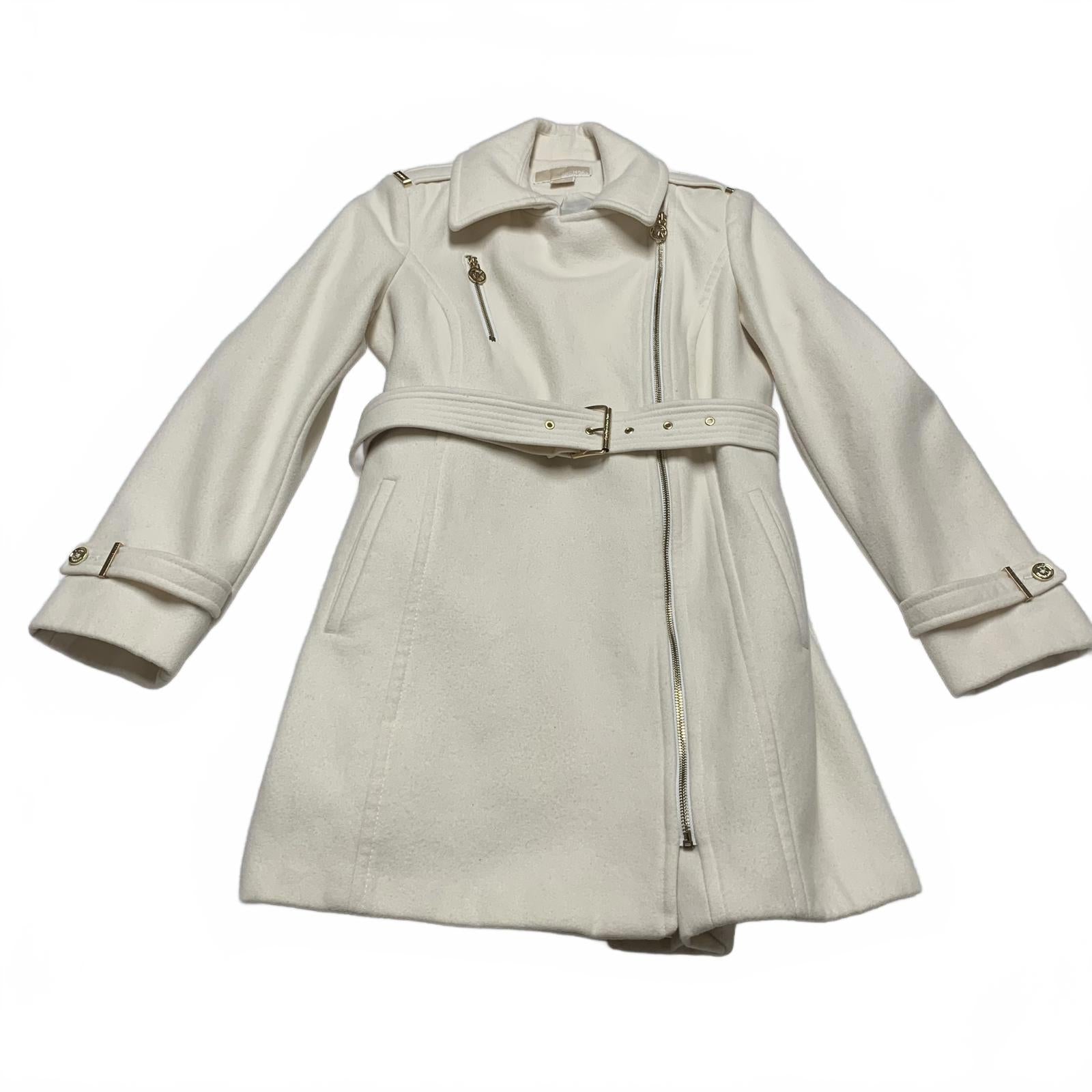 Michael Kors Women's Size 10 Cream Zipped Peacoat