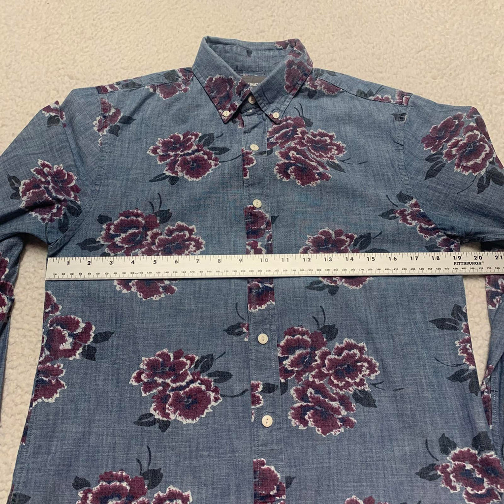 Bonobos Womens Size Small Denim Floral Print Button-Up Shirt