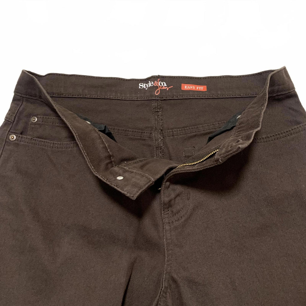 Style & Co. Women's No Size Label Easy Fit Brown Casual Pants
