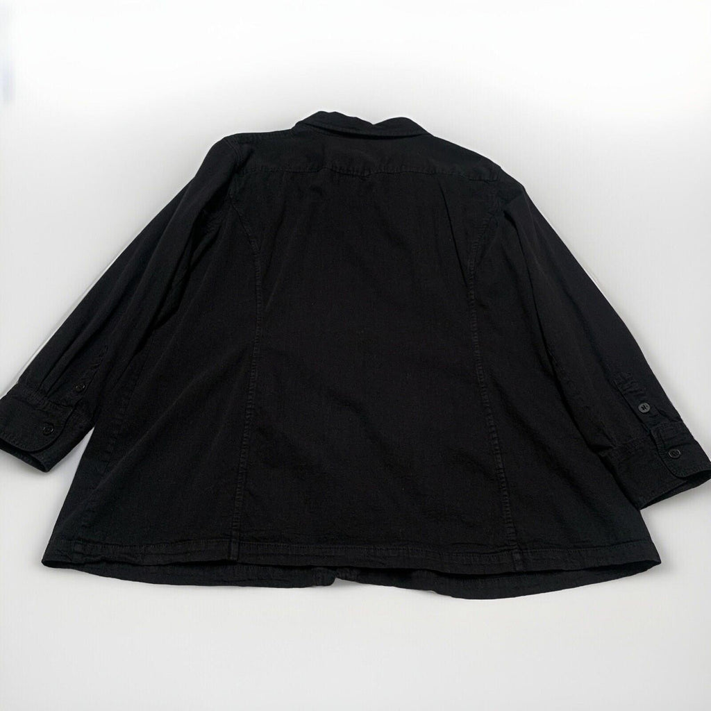 Lauren Jeans Company Mens 3X Black Button Up Military Shirt Shacket 100% Cotton