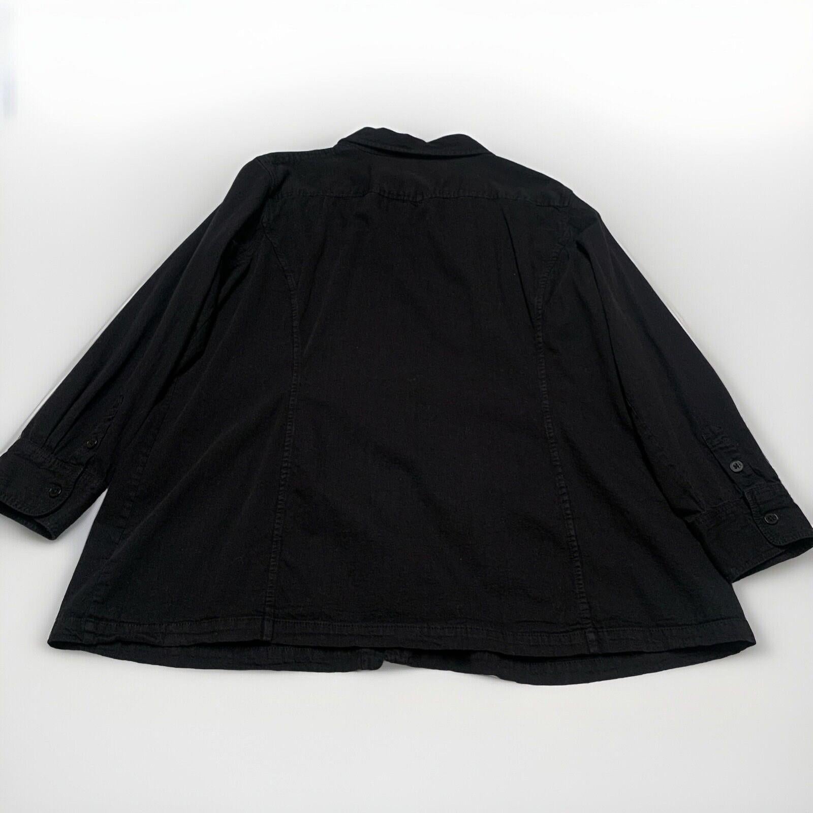 Lauren Jeans Company Mens 3X Black Button Up Military Shirt Shacket 100% Cotton