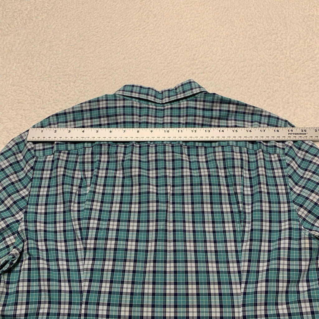 American Eagle Women’s Size Large Teal Blue Button up Shirt Plaid Long Sleeve