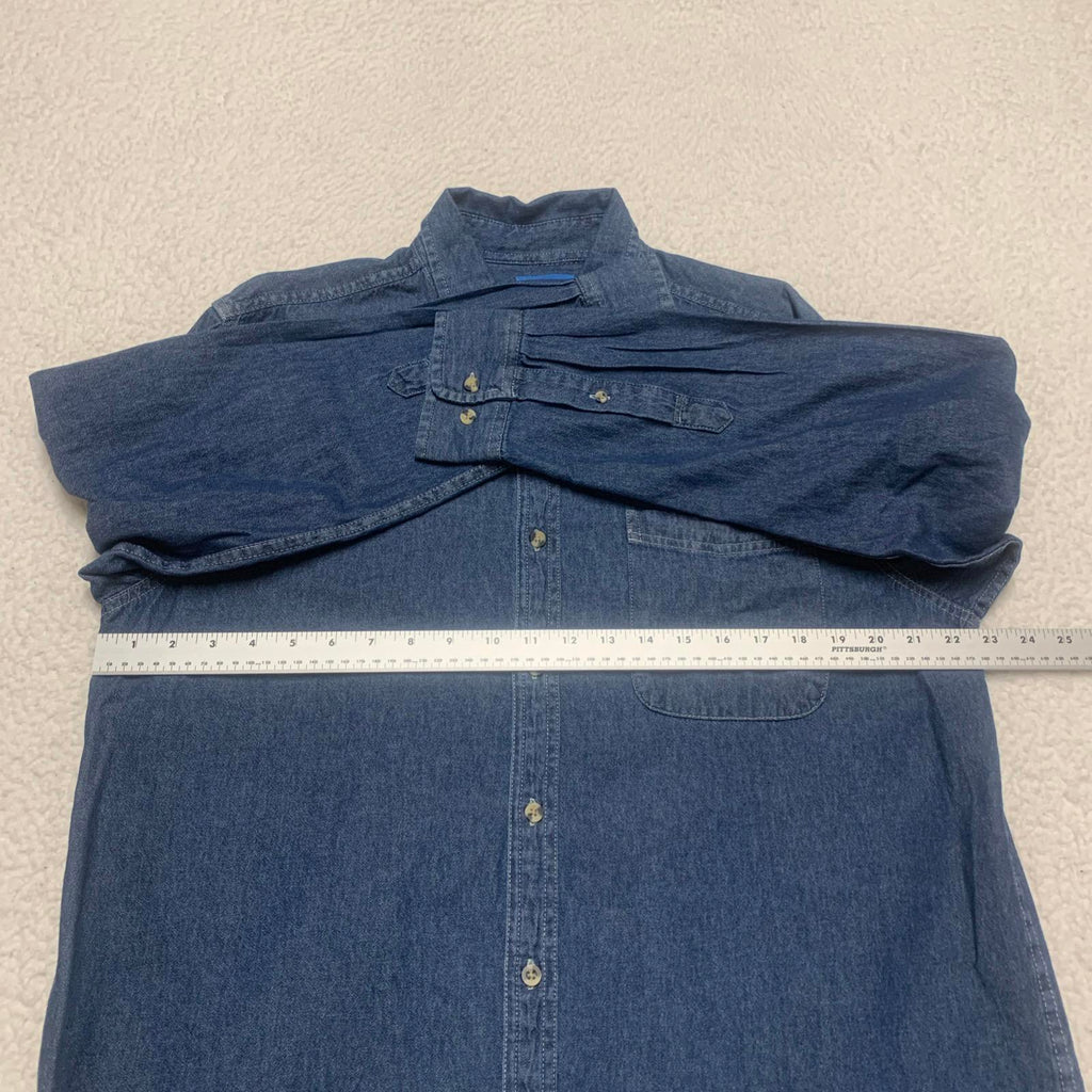 Port & Company Men's Size Large Denim Blue NYCHA Button-Up Shirt