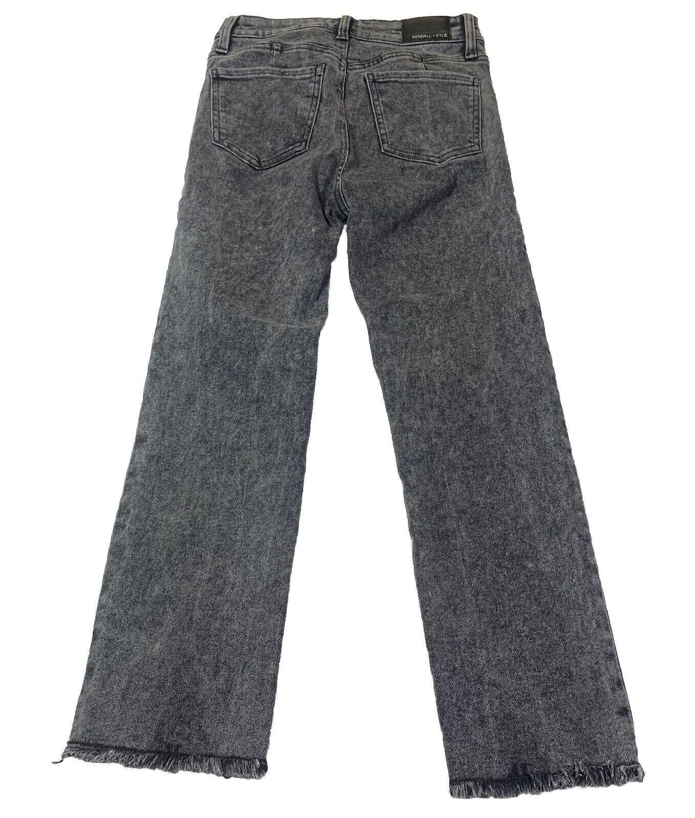 Kendall + Kylie Girl's Jeans Sz 3/27 Black  The Icon High Rise Boo Wash Fray Hem