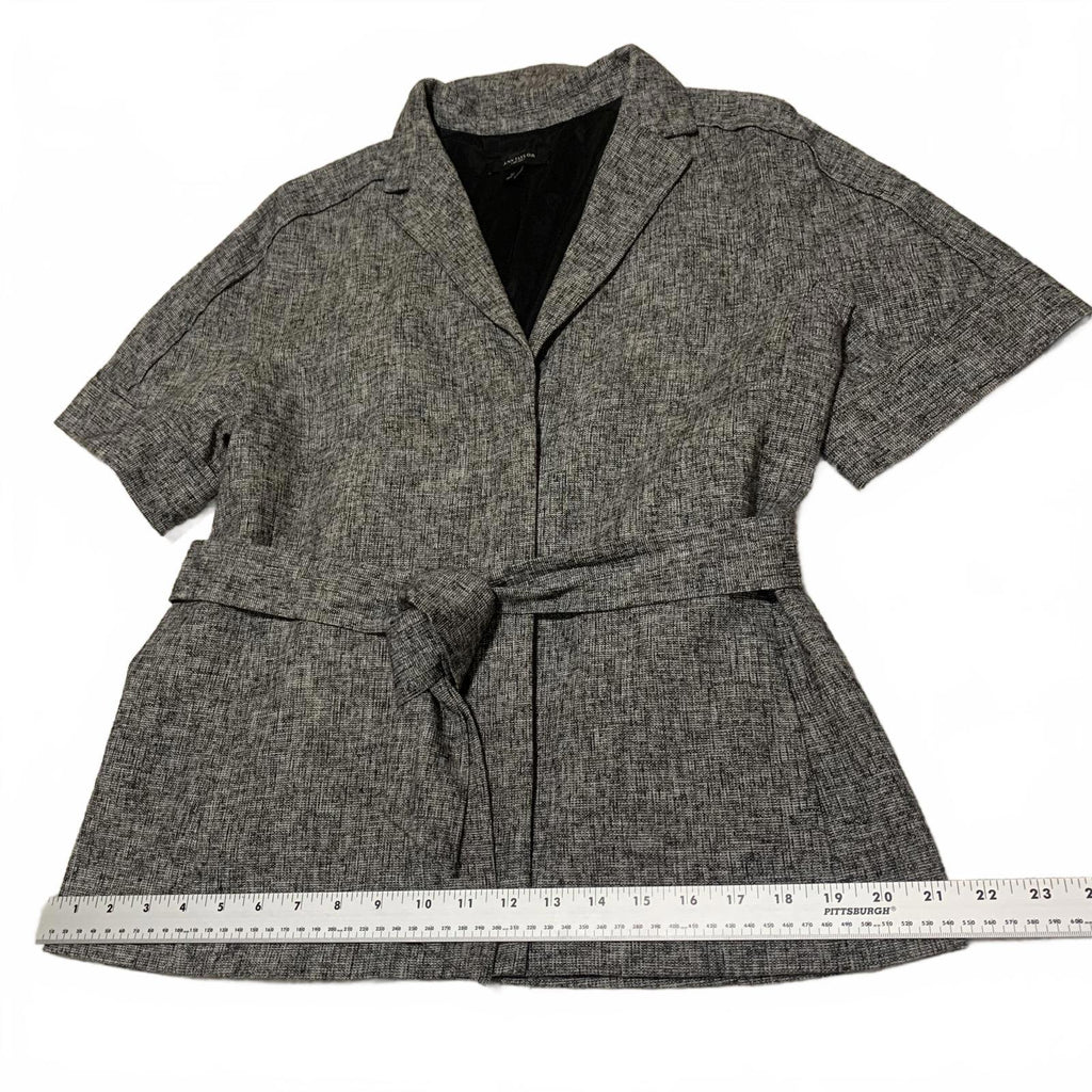 Ann Taylor Women's Size 12 Gray Short Sleeve Belted Blazer