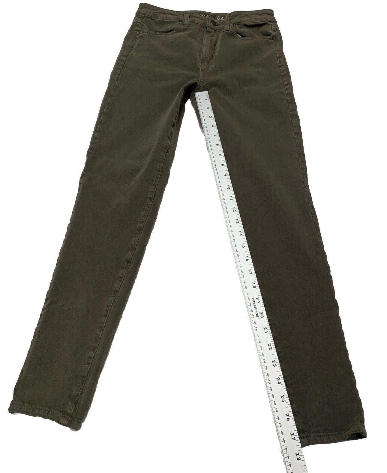 American Eagle Women's Sz 2 Reg  Grayish Green Super High Rise Stretch Jegging