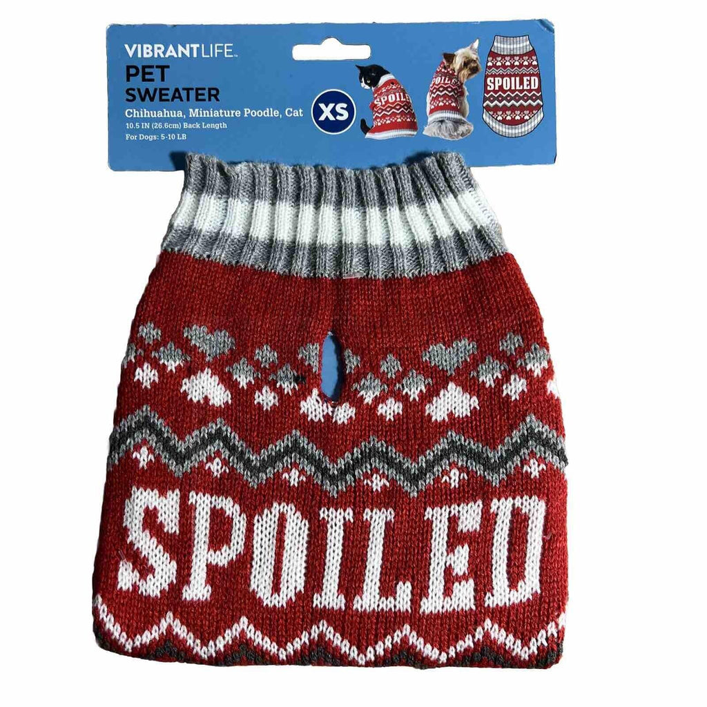 Vibrant Life Pet Red Sweater Size XS Dog Cat Chihuahua Clothes Spoiled