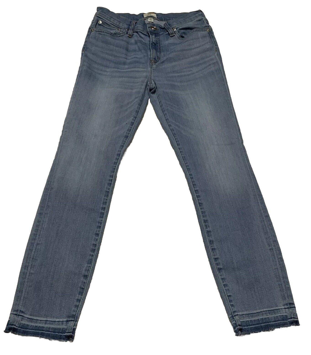 J. Crew Women's Jeans Size 27 Blue Light Wash Denim Skinny Crop Distress Raw Hem