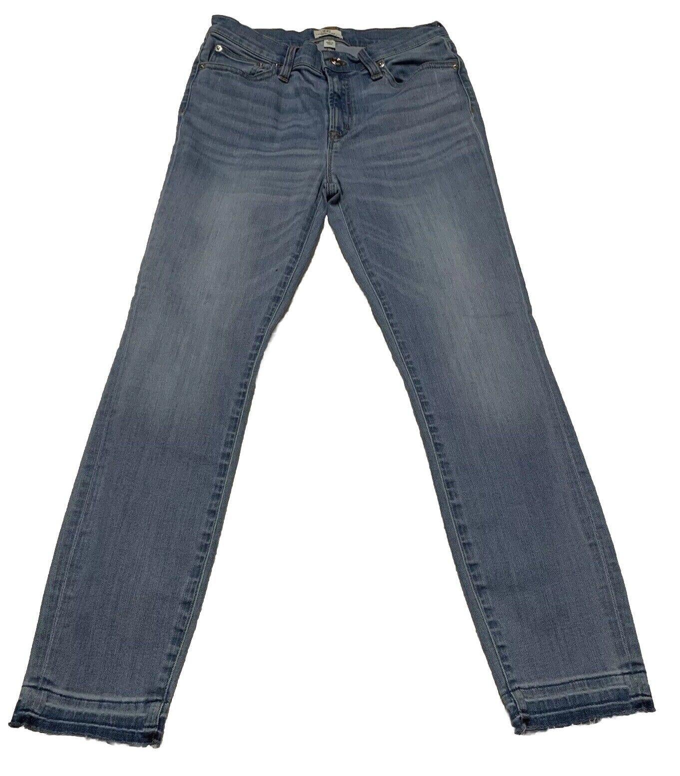 J. Crew Women's Jeans Size 27 Blue Light Wash Denim Skinny Crop Distress Raw Hem