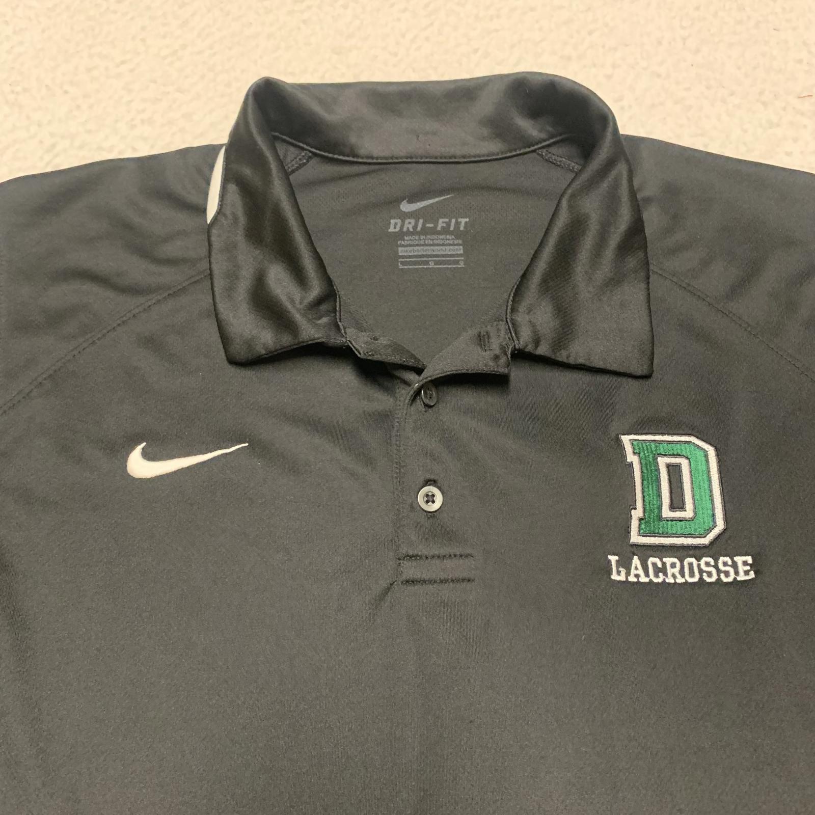 Nike DRI-FIT Mens Sz Large Black Lacrosse Polo Black