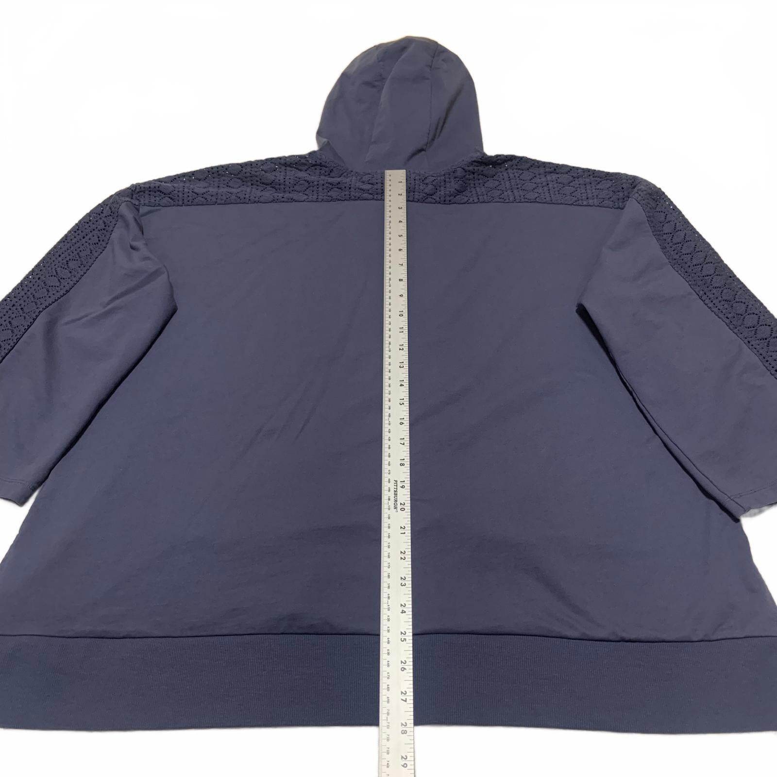 June & Vie Women's Size Large 18-20 Slate Blue Hoodie Sweatshirt Textured Detail