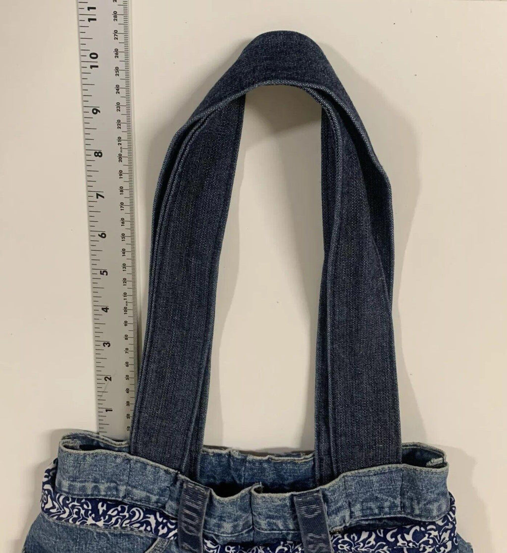 Guess Jeans Authentic Indigo Denim Tote Youth Shoulder Bag Handcrafted Vintage