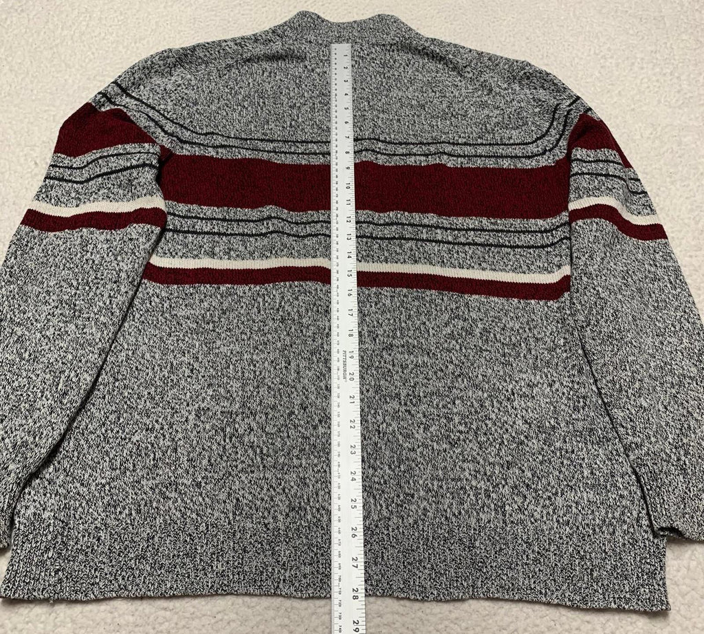 Croft & Barrow Men's XL Gray Burgundy Striped Sweater Cotton