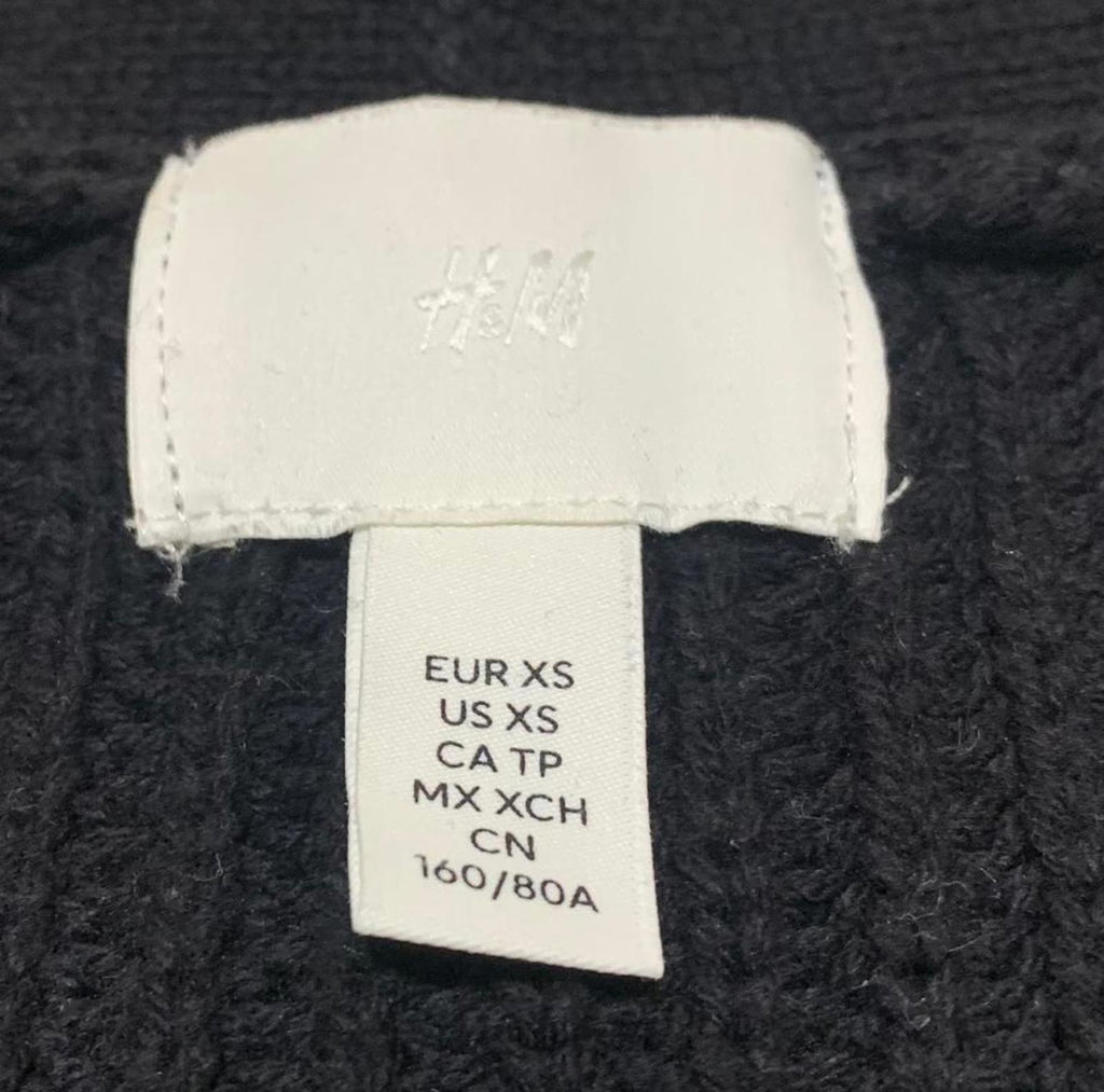 H&M Women's Size XS Black White Striped Knit Cardigan Sweater Button Front