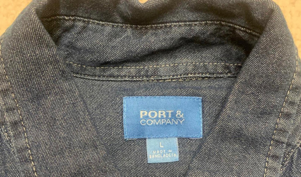 Port & Company Men's Size Large Denim Blue NYCHA Button-Up Shirt