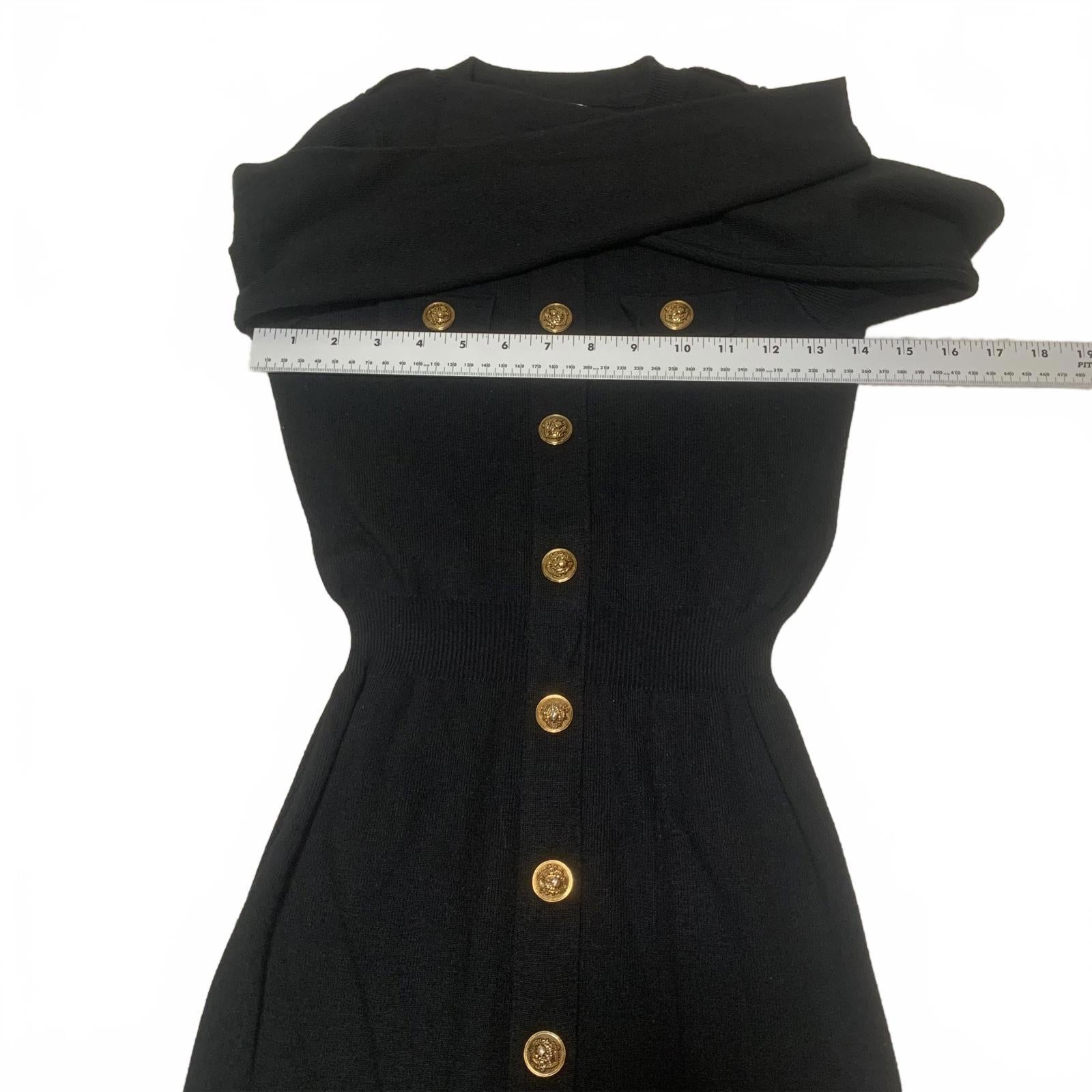Moocci Paris Women's Size S/M Black Long Sleeve Button Front Stretch Dress
