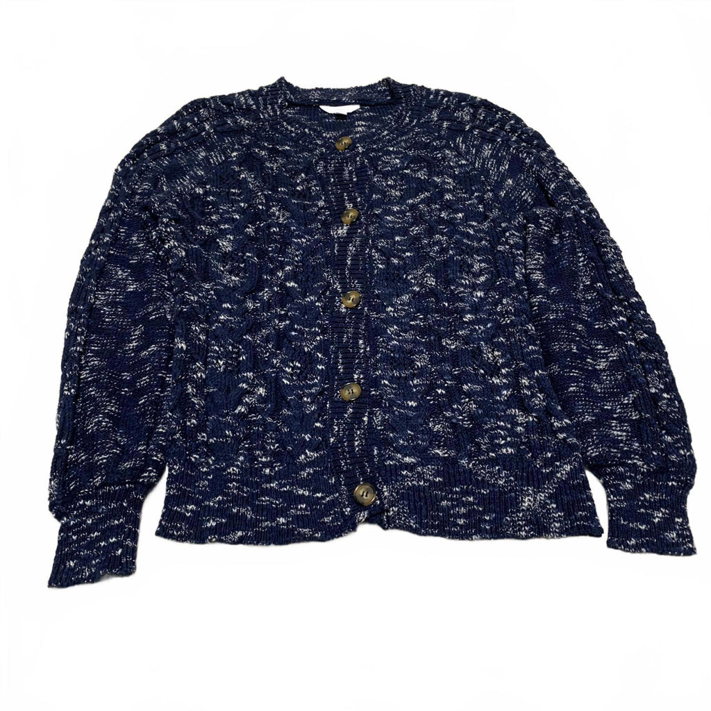 Time and True Women's Size X Large 16-18 Navy Blue Button Up Cardigan Sweater
