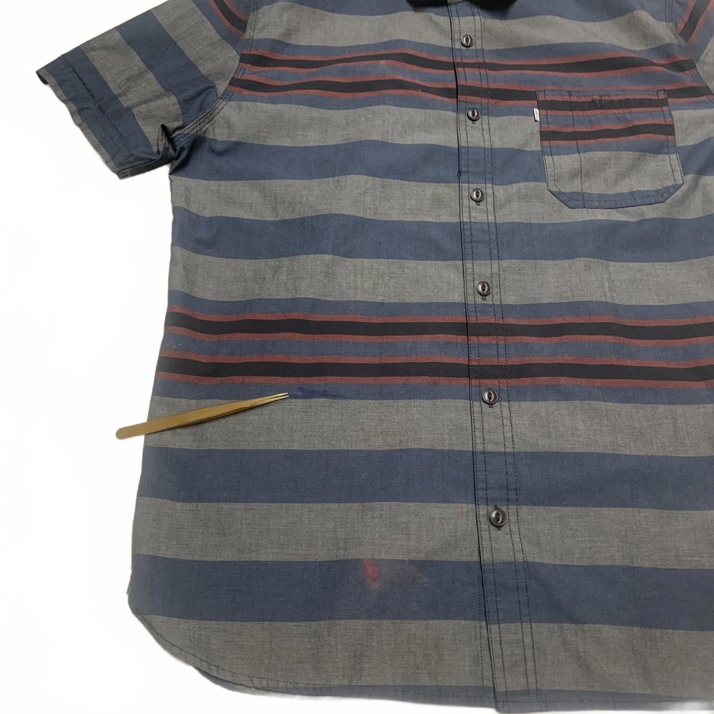 Levis Mens Size Large Blue Gray Striped Short Sleeve Shirt