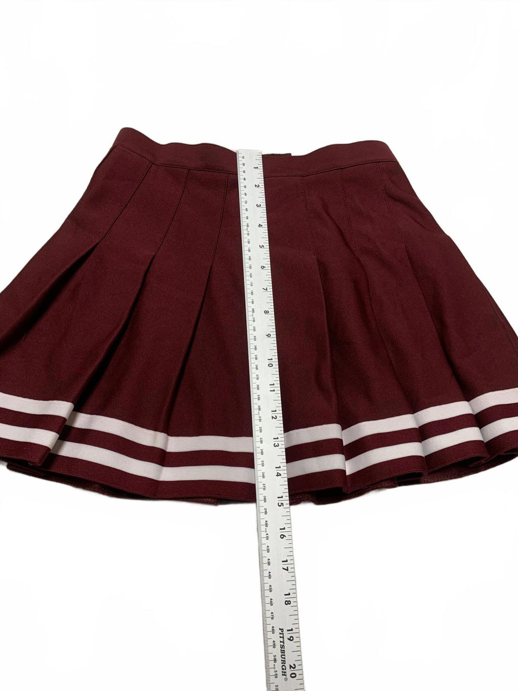 VTG Chasse Women's Adult 6 S Burgundy Pleated Skirt White Stripes Cheerleader