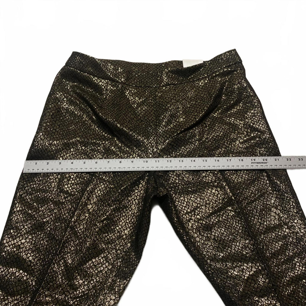 Anne Klein Womens Size 8 Metallic Gold Black Snake Skin Patterned Pants