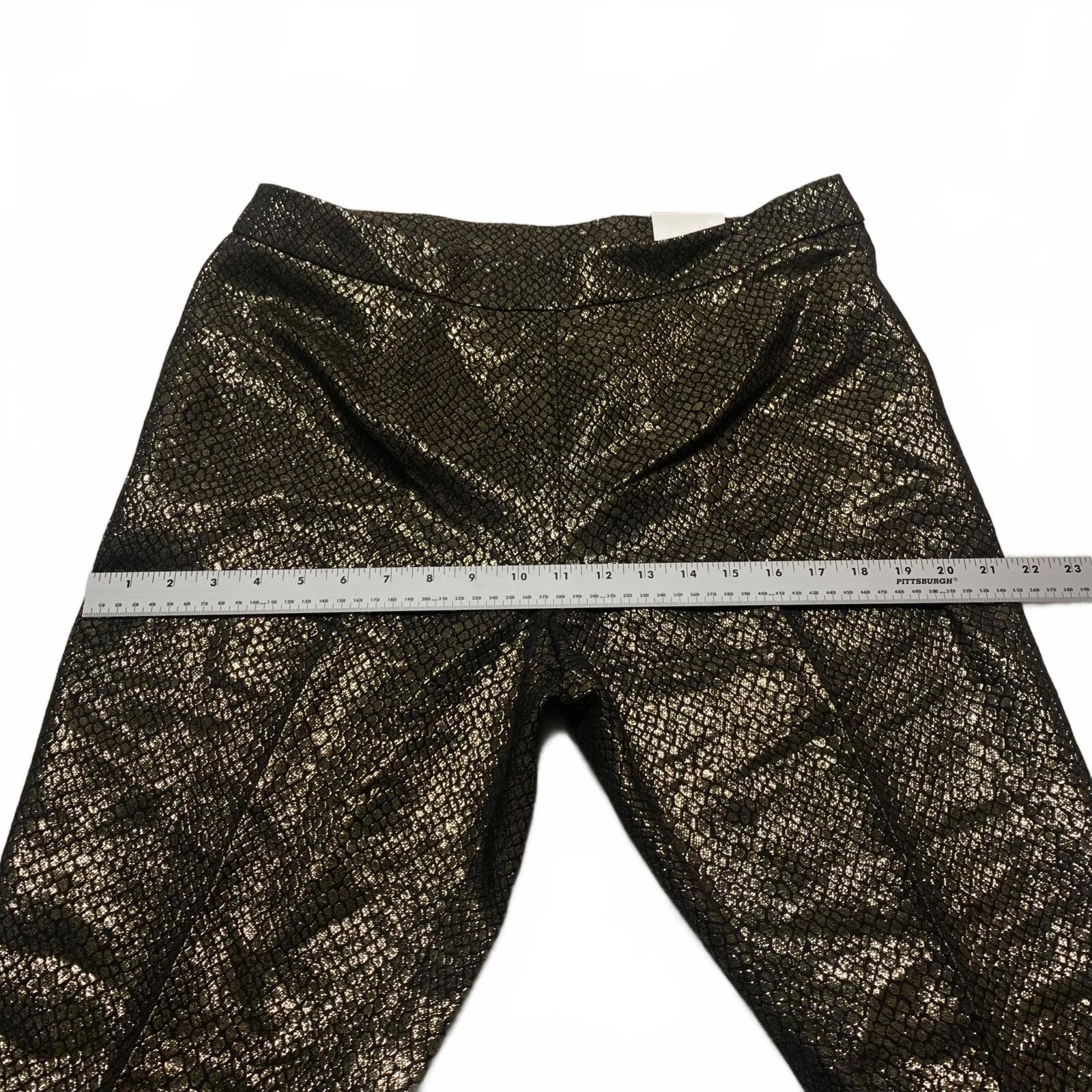 Anne Klein Womens Size 8 Metallic Gold Black Snake Skin Patterned Pants