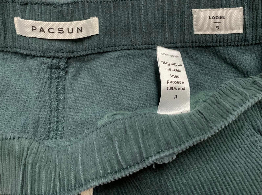 Pacsun Women's Size S Green Loose Fit Elastic Waist Corduroy Pants 30 X 28.75