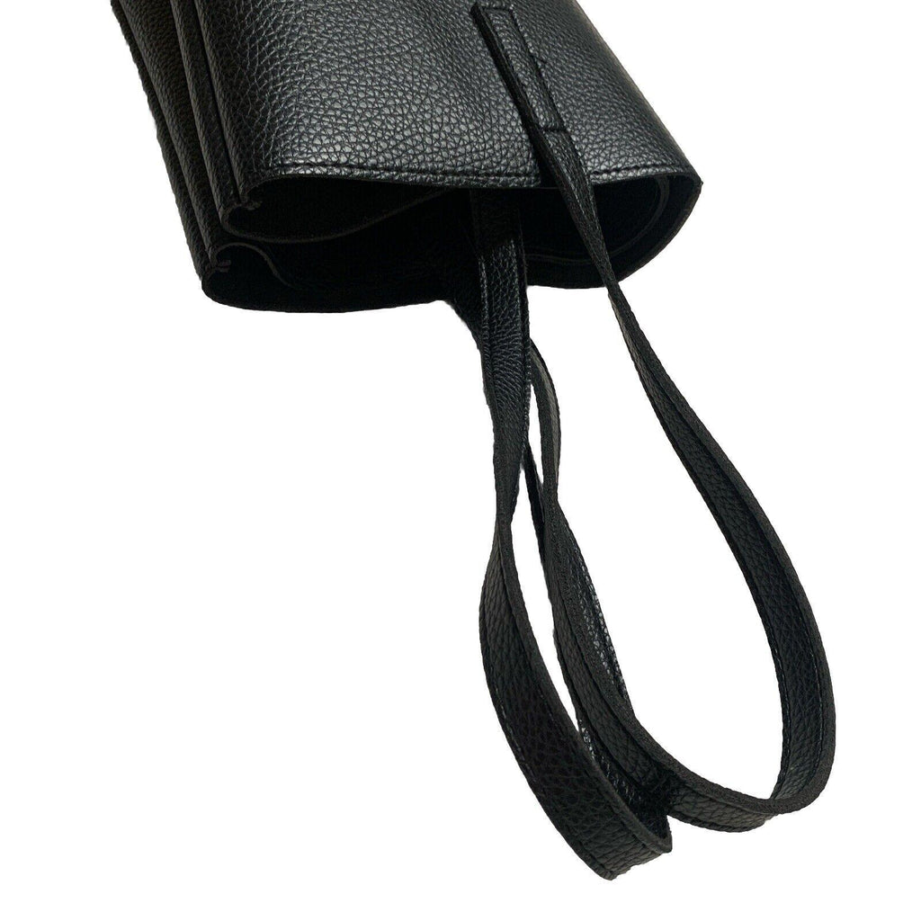 Vince Camuto Women’s Black Gray Stripe Pebbled Soft Vegan Leather Tote Bag