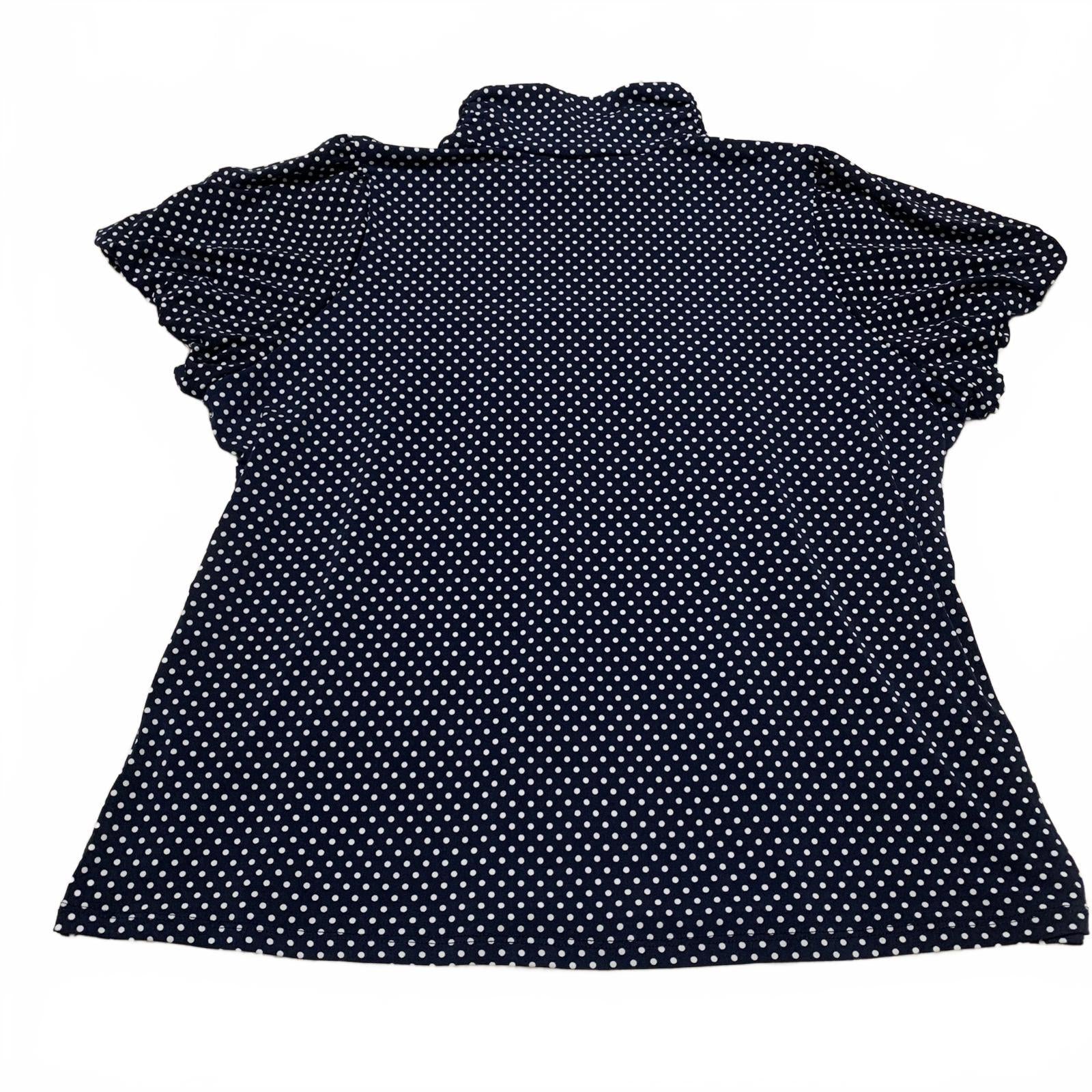 Dressbarn Women's Size 3X Navy White Polka Dot Blouse USA