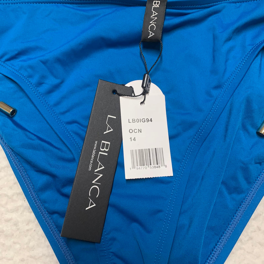 La Blanca Women's Sz 14 UPF 50+ Adjustable Swim Bottom Turquoise  Blue