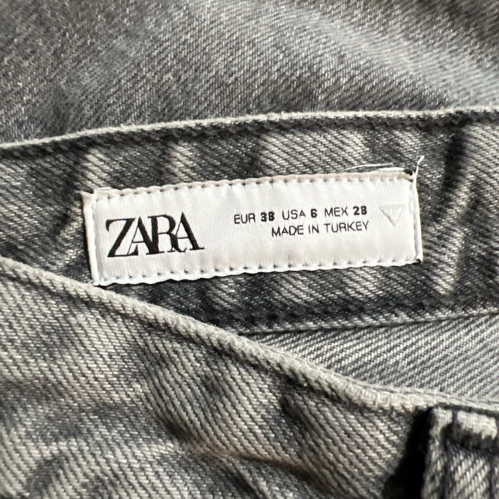 Zara Jeans Women's Size 6  Denim Gray  Cropped Frayed Edge