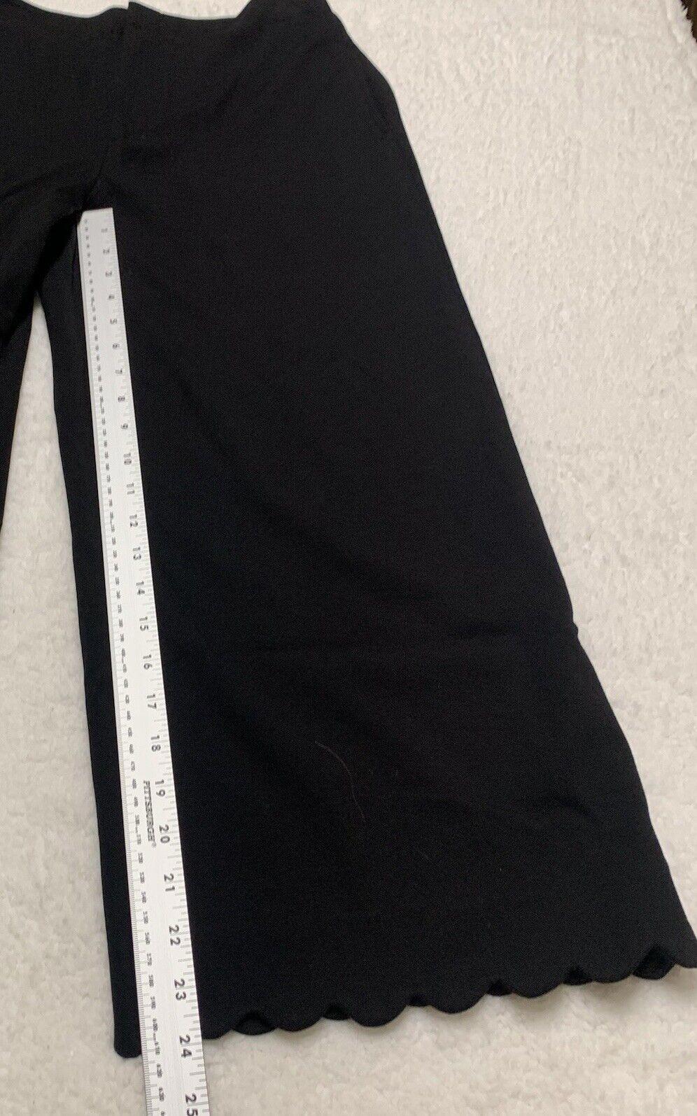 Club Monaco Wide Leg Scallop Hem Pants 8 Black